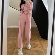 마켓에이 여성용 크롭 베이직 추리닝 상하의 세트