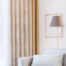 Lawrence雙層遮光窗簾+窗簾桿, 淺褐色的