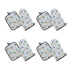 仙人掌印花隔熱手套 4入+隔熱墊 4入 T03, 類型 2, 1組