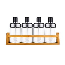 Masi Firenze 湯匙一體式調味罐組 黑色, 4個, 調味罐 4入 + 收納盒