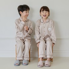 Jjiniya 兒童學生 Bibi 40支純棉長袖睡衣上下套裝
