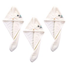 長髮用乾髪巾 宇宙, 白色, 3個