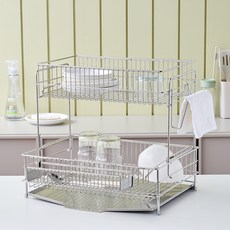 Modern House 全不鏽鋼304碗盤瀝水架, 1個, 單一顏色, 2欄