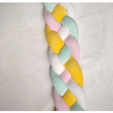 Happy Mine 柔軟溫暖麻花捲床圍 1m, 黃色 + 淺薄荷綠 + 淺粉色 + 白色