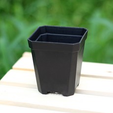 Mihwabujang 輕量馬卡龍色系 換盆 播種 育苗 扦插 方形迷你塑膠開縫花盆 + 盆托, 02黑色, 5套