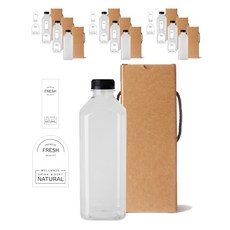 方形荷蘭PET容器1000+黑蓋+盒子+LB6貼紙套組, 10組