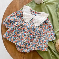 BEBENIZ 孩童款碎花蕾絲領子連身包屁衣