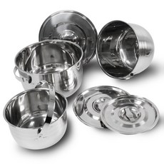 BUCK703 3層不鏽鋼露營鍋具 6件組 5~6人用, 單一顏色, 1套