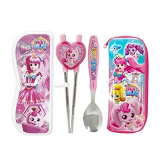 LE BARN 奇妙萌可餐具組, 湯匙+學習筷+餐具盒+餐具袋, 混色