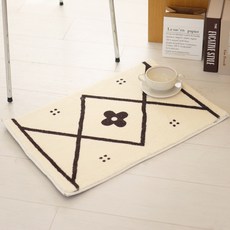 Haru Gonggan Petit Flower超細纖維腳踏墊, 象牙