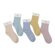 孕婦撞色愛心襪5件組 D16, 1組