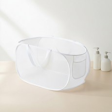 몰투데이 깔끔한 욕실 정리 정돈 접이식 빨래바구니, 화이트가로형
