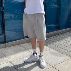 콘피아르 남성용 편하고 통 넓은 와이드 핀턱 밴딩 반바지 TC10101