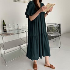 BORIMOM 大尺碼V領孕婦蛋糕連身裙 B295