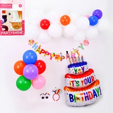 PARTYSHOW 生日派對 3層蛋糕 氣球 套組, 1套, 彩虹