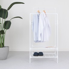 MAME 2層衣架鐵製置物架衣架更衣室, Clova White