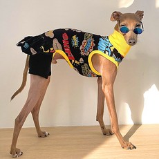 DOGGY STAR 寵物狗搞笑荷葉邊連身衣, 黑色