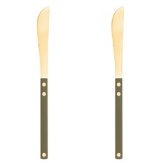 Bogen Saintier 餐具系列 餐刀, 2個, 酪梨色 + 金色