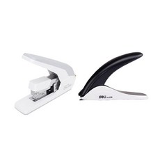 deLi 鈕扣超薄簡易訂書機 33 號手 E0465 + 手持式針機 E0236 套組, 白色（訂書機），隨機發貨（針機）, 1套