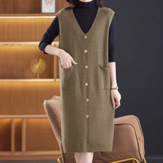 ATTERLIC 長版背心寬鬆版型針織連身裙 10962, 駝色