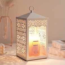 YANKEE CANDLE 復古造型暖燈+香氛蠟燭 L號+燈泡 2入, 白色（蠟燭加熱器），粉紅色的沙子（蠟燭）