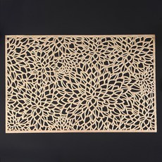 Hanbomnuri 長方形花卉圖案鏤空裝飾PVC餐墊, 金色, 2個, 45 x 30 cm