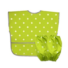 Derhappy 兒童星光防水短袖美術圍裙袖套組 03, 萊姆綠