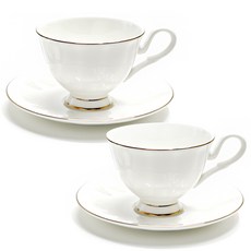 璀璨金咖啡杯雙人組, 白色, 1套