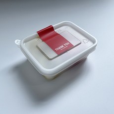 Tinapicnic 迷你半透明1格一次性容器 + 紅色感謝貼紙組, 20套, 一次性容器 + 貼紙