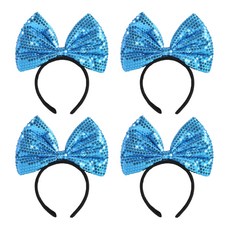 亮片蝴蝶結髮箍, 藍色, 4個