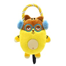 허그스마트 강아지 야옹이 삑삑이 터그놀이 장난감, 옐로우 + 화이트, 1개
