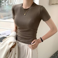 Elso 女款羅紋修身短袖T恤