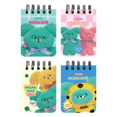 PINKFOOT 芥末熊厚實筆記本4款套組, 1套, 薄荷綠 + 粉紅色 + 黃色 + 藍色