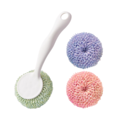 퀵살림 찌든때 식기 주방용 디쉬 스펀지 핸드 수세미 화이트 4.7 x 18 cm + 볼 2p 랜덤발송, 1세트