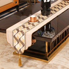 波浪線條桌旗, 奶油色, 33 x 210 cm, 1個