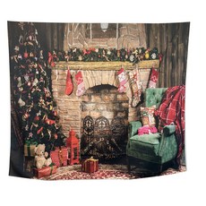 QIDINA 出國趣仿真療癒系掛毯掛布沙灘巾裝飾布 A, 溫馨平安夜