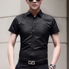 男性用 Market A 修身版型高級短袖襯衫