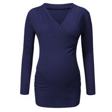 UNHEVE 孕婦長袖交叉上衣T恤