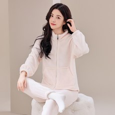 씨오브비 여성용 무지컬러 집업 파자마 상하의 세트