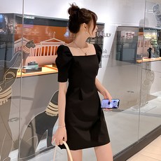 elsso. 方領露肩兩用連身裙, 黑色