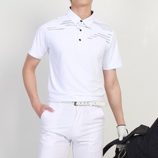 MINEFLOW 男士用 The Mind BL 斑馬紋彈性高爾夫短袖T恤