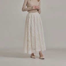 Gembling 鬆緊帶民族風長版蕾絲裙