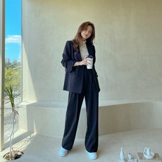 Tomato Factory 女士基本款夾克 + 寬版西裝褲套組