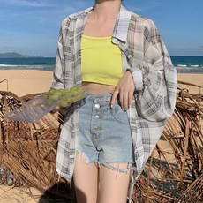 MarketA 女款 Jella 格紋透視長袖襯衫 T25SS3-A2046