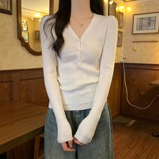 MarketA 女款半修身羅紋針織長袖T恤 M263-0002WFR