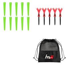 NAYASTYLE 塑膠高爾夫長Tee綠色10入 + ABS高爾夫長Tee透明紅色5入 + 收納袋套組 GFYP-185-6 165-7PU, 混合色