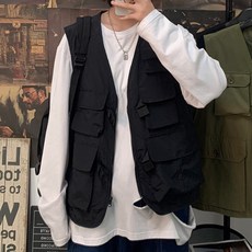 男士方塊口袋拉鍊背心