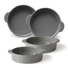 PRELUDE 素色雙柄圓形餐碗 L號 4件組, 木炭, 1套