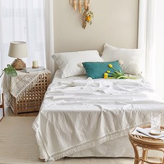 D.GREY 流蘇造型夏季薄被, 白色的