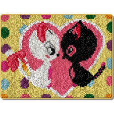 알로데 고양이 카페트 러그 DIY스킬자수세트 중국어버전 흰색인쇄메쉬, 1세트, NO_03